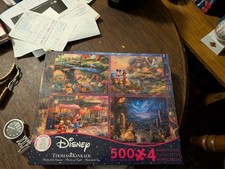 THOMAS KINKADE / DISNEY COLL. SET OF 4 500 PIECE PUZZLES GUARANTEED COMPLETE