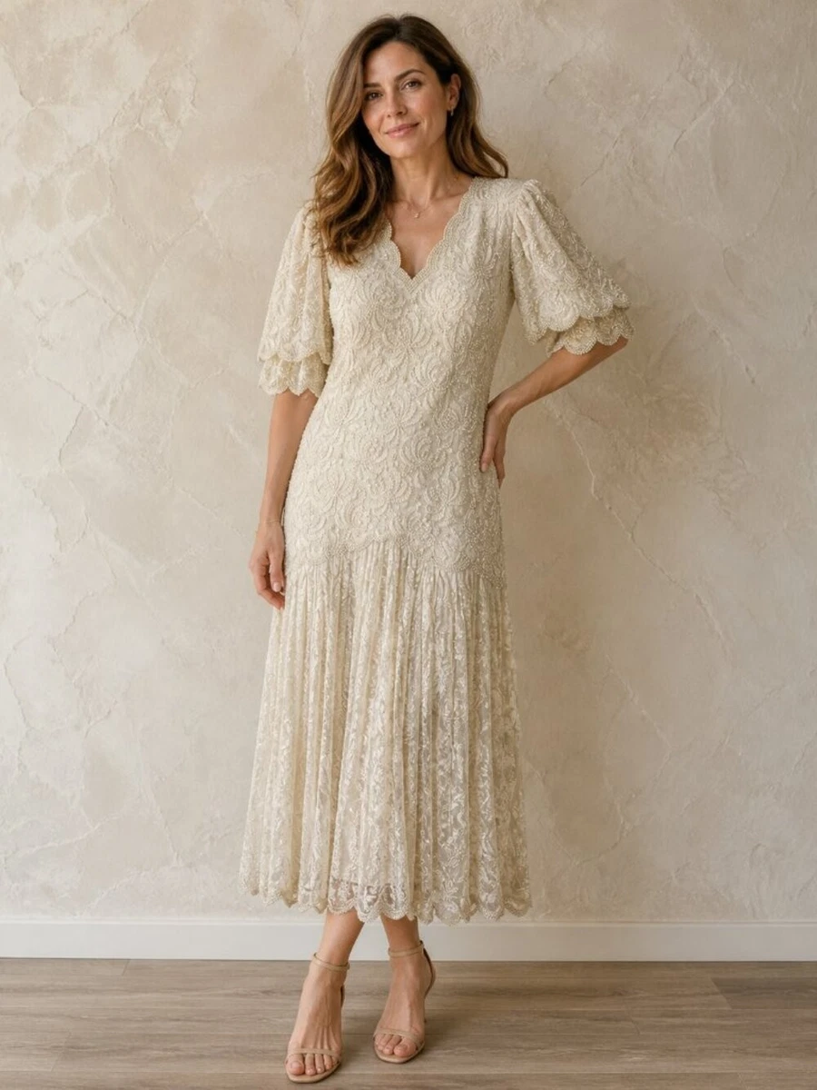 ivory art deco dress 1980s Vintage Dresses for Women for sale great gatsby art deco wedding dress