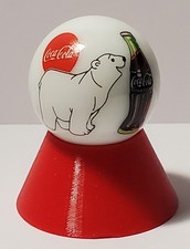Coke Polar Bear w/ Bottle Glass 1" Logo Marble w/ Colored Stand