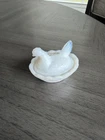 Westmoreland Mini Milk Glass Hen On Nest Salt Cellar Vintage, 2.5"