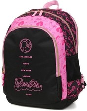 Barbie School Bag Black Backpack Rucksack 3 Compartments, Gifts Girls 30x45cm