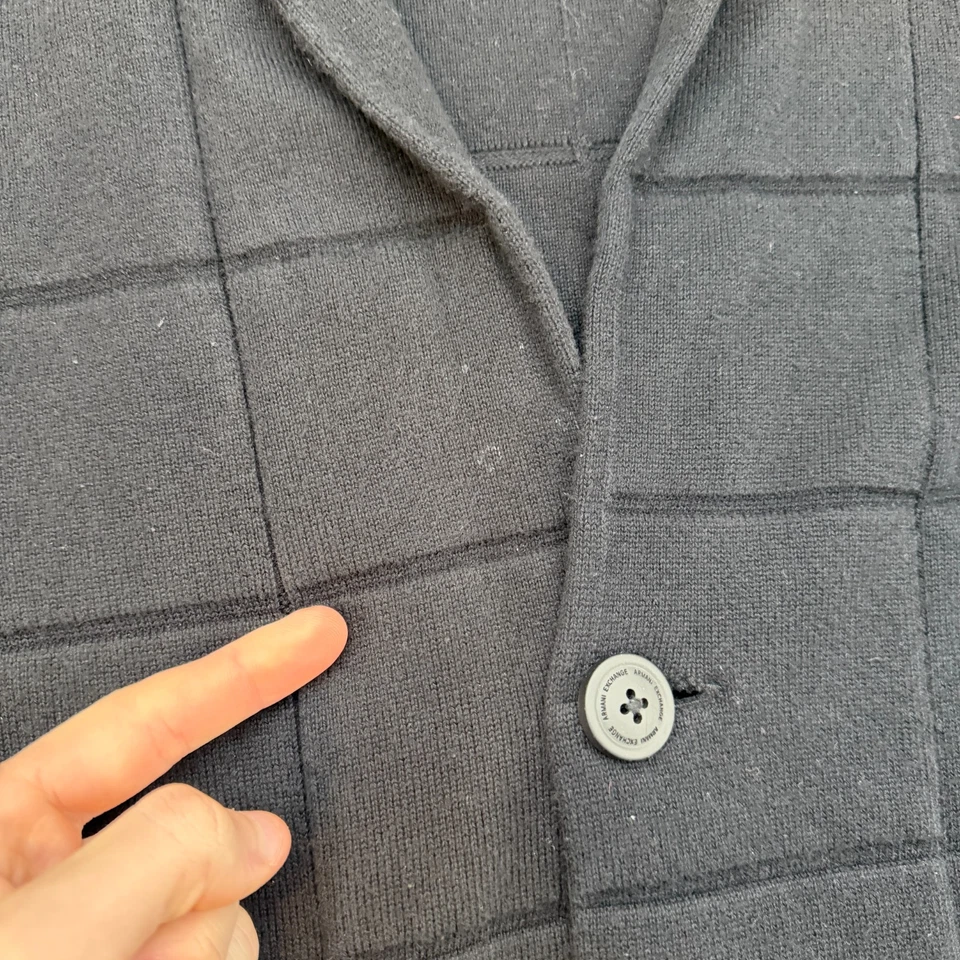 Armani Exchange Hombres Cremallera Completa Suéter Cárdigan Tejido Chaqueta Talla Grande Negro Foto 3 de 4