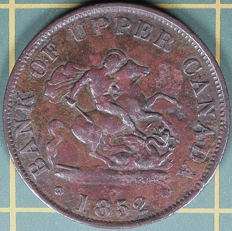 1852 Province of Canada half penny token PC-C-5B2, Co077