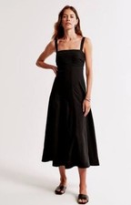 Abercrombie & Fitch Women’s Dress Size M Black Midi Dress Emerson Fit & Flare