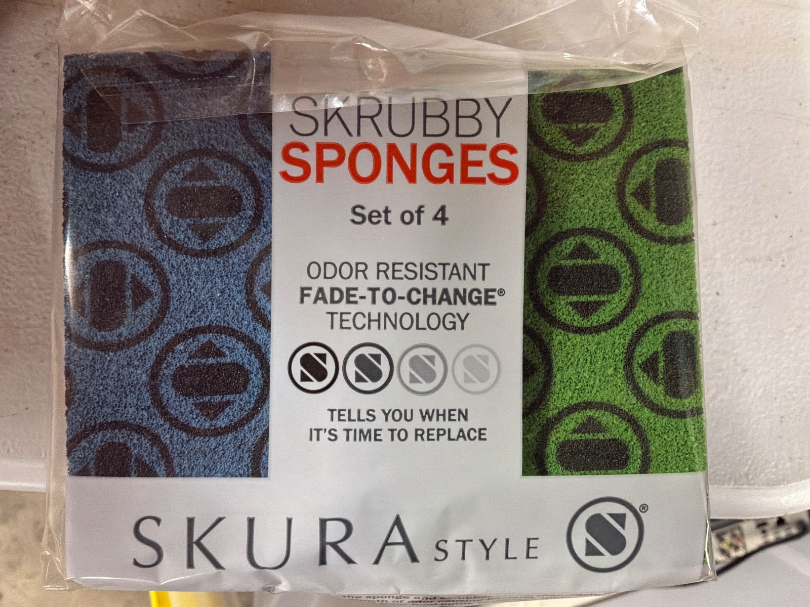 Skura Style Skrubby Sponges Set of 4 Odar Resistant Fade to Change ...