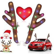 Christmas Reindeer Antlers for Cars With LED Lights, Window Sticker, Jingle