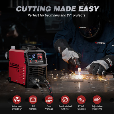 ARCCAPTAIN Plasma Cutter 50Amps Large LED 110/220V Dual Voltage DC Inverter IGBT