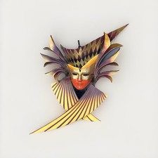 Large Venetian Style Jester Mask Wall Decor Gold Burgundy Resin Art