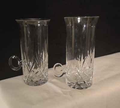 2 ILLUSIONS 24% Full Lead Handcut Handblown Crystal Coffee Glasses Mugs SAMOBOR 