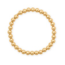 Gold Plated 6mm 14/20 Gold Filled Bead Stretch Bracelet 7 Inch - Stackable, Bead