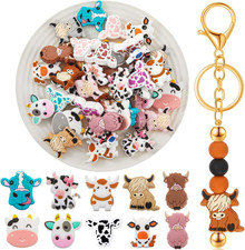 40 Pcs Cow Silicone Focal Beads for Pens Silicone Beads Bulk for Keychain Making