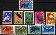 Congo 1963 Colorful Native Birds MLH (SC# 429-433, 435-436, 439-441)