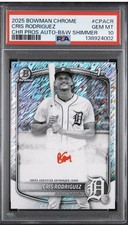 2025 BOWMAN CHROME PROSPECT AUTOS BLACK & WHITE SHIMMER CRIS RODRIGUEZ PSA 10