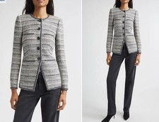 2026 NEW AUTH Veronica Beard Alessia Tailored Tweed Jacket in Silver Grey 948