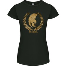 Camiseta Sparta Casco Gimnasio Culturismo Entrenamiento Pesas Mujer Corte Pequeño