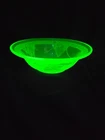 Vintage Federal Georgian LoveBirds Green Uranium Glass Cereal Bowl 6"