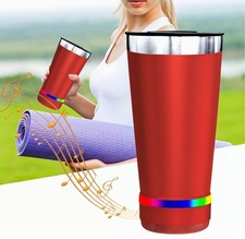 Portable 16OZ Music Tumbler Bluetooth Speaker Insulated Steel Travel Cup W/Lid