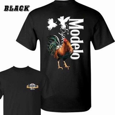 Modelo Rooster T-Shirt - Bold Rooster Graphic With Dynamic Fighting Cocks