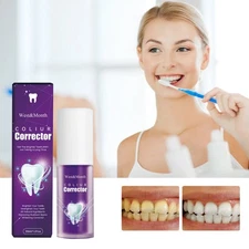 Purple Whitening Toothpaste 30ml Stain Removal Fresh Breath Gum Care Baking Soda