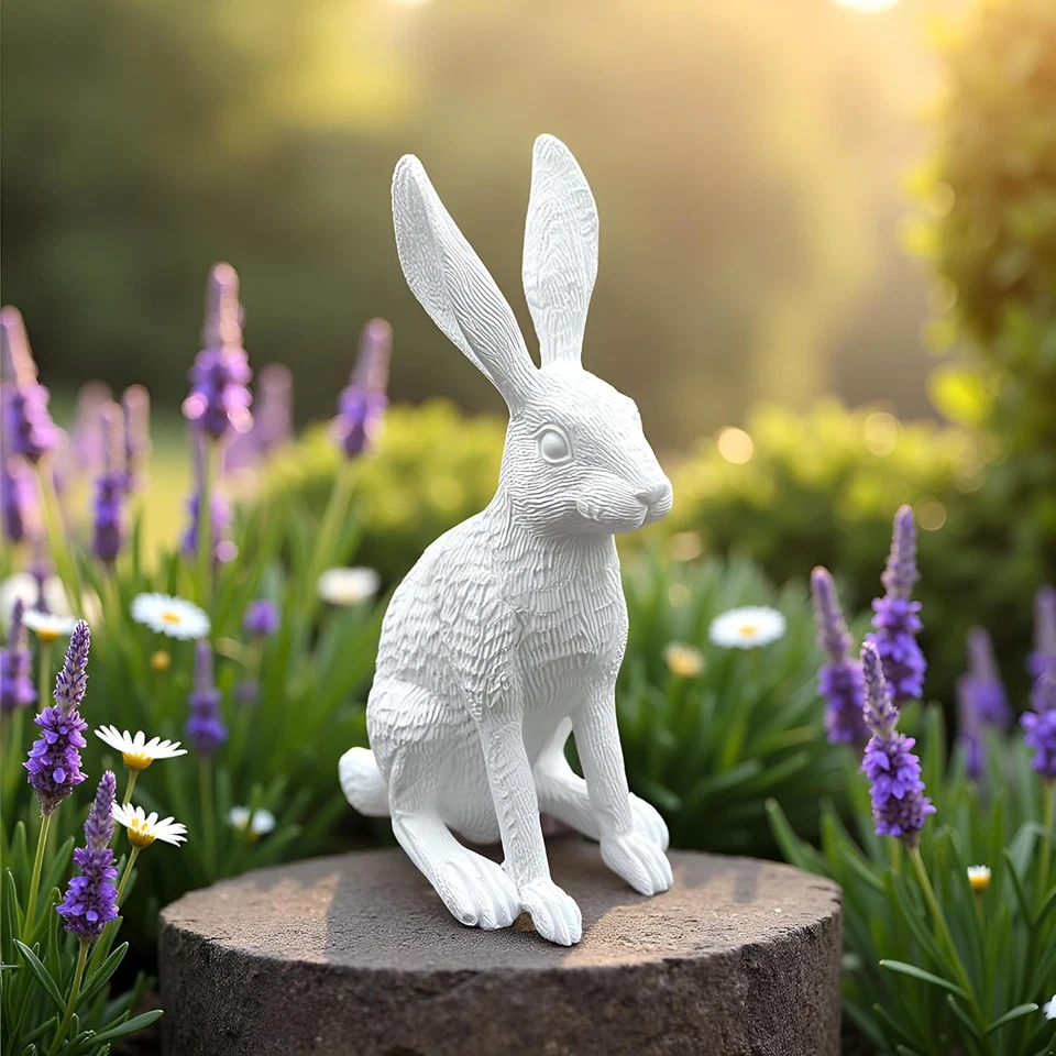 10.2 Inch Resin Garden Statues,Bunny Figurine Decorations for Lawn,Balcony-Yard - Image 4 of 4