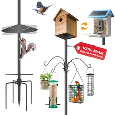 92 Inch Smart Bird Feeder Pole with Auger Anchor for Outdoor, Heavy Duty Adju...