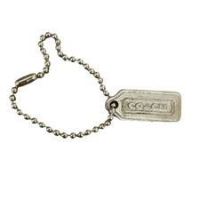 Vintage Coach Hangtag Silver Tone Metal Ball Chain Key Fob Bag Charm Rare USA
