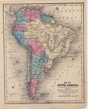 1847 SOUTH AMERICA Map (10.5x8.5) PARAGUAY - BRAZIL - NEW GRANADA - VENEZUELA