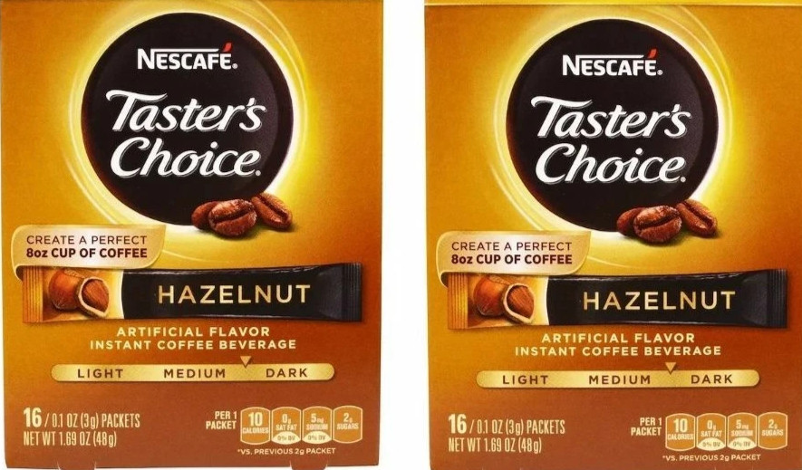 Nescafe, Taster's Choice, Instant Coffee, Hazelnut, 2 Boxes, 16 Packets each