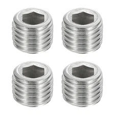 4Pcs Pipe Plugs, M12-1.5x10mm Stainless Steel Hex Thread Pipe Caps, Silver