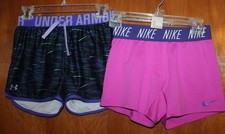LOT OF 2  Girls' Large 14-16 RUNNING/ATHLETIC SHORTS NIke  Under Armour EU