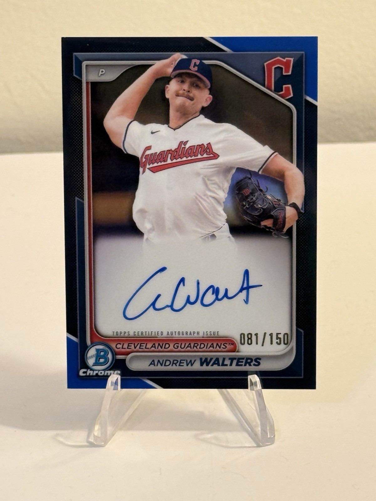 2024 Bowman Chrome ANDREW WALTERS  Blue Refractor /150 Auto #CPA-AW GUARDIANS