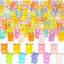 40PCS Luminous Mini Resin Cows Cute Cow Figurines Glow in The Dark, Mini Cows...