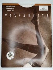 Vtg 90s Vassarette Lace Top Thigh High Stockings Sheer nylons White Medium Long