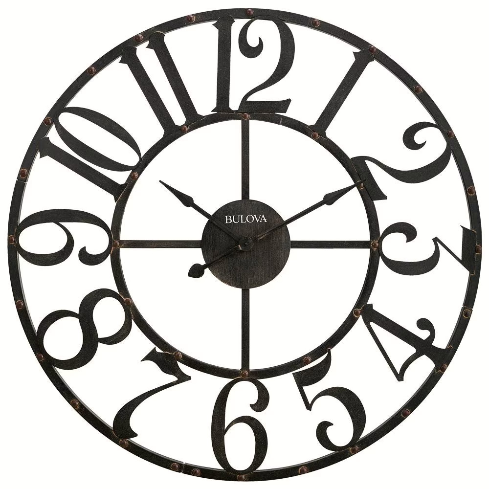 BULOVA WALL CLOCK OVERSIZED GALLERY METAL CASEGABRIEL C 4821 , 45 in. H x 45 in photo