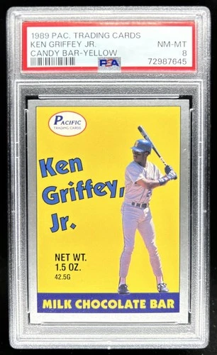 1989 Pacific Trading Card Ken Griffey Jr Candy Bar Yellow Rookie RC PSA 8