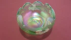 Fenton Iridescent Green Rose Bowl 2002 Museum Collection hand painted