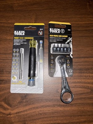 Klein Tools 65200 Slim-Profile Mini Ratchet & 32611P Pocket 13-IN-1 Screwdriver