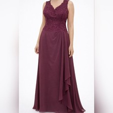 Azazie Raspberry Lace Chiffon Formal Dress Size 14 Romantic Evening Gown NWT