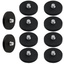 10Pcs Rubber Coated Anti-Scratch Mounting Magnets, 30LBS Neodymium Black