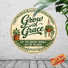 Talk to Plants Humorous 8x8 Rustic Iron Wall Art Room Metal Tin Sign