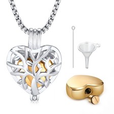 Womens Heart Urn Necklaces for Ashes, Cremation Jewelry Urns Pendant for Human P