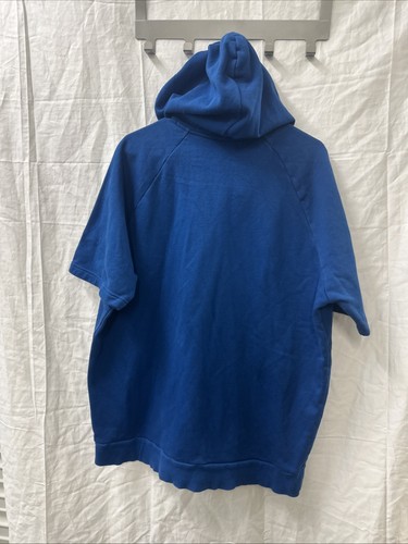 Under Armour Short Sleeve Hoodie Men XL Blue Sweatshirt Coldgear Workout Lifting - Picture 4 of 7