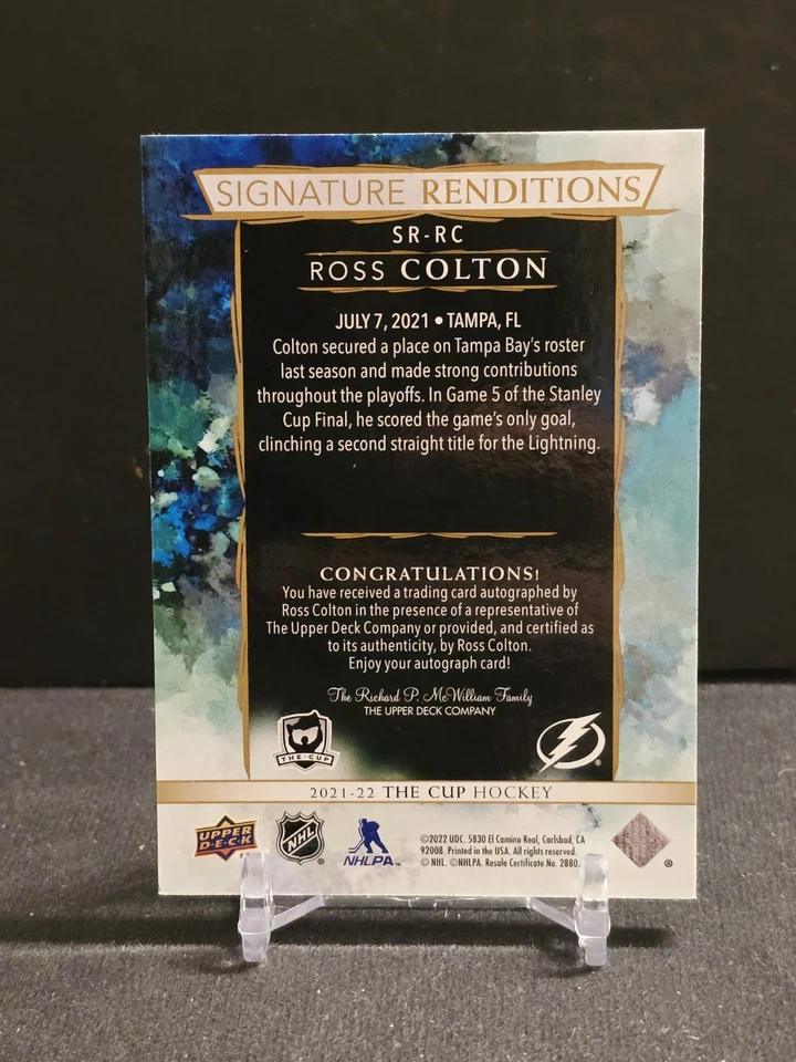 2021-22 Upper Deck The Cup Signature Renditions Ross Colton Rookie RC Auto - Image 4 of 4