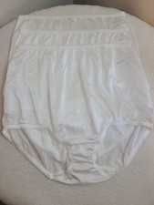 New VTG Underscore 3pk Silky Nylon Full Cut Granny Brief Panties Size Lg White