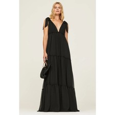 Ieena for Mac Duggal Tie Shoulder Gown Black Size 2