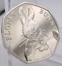 2018 Beatrix Potter - Flopsy Bunny 50p Fifty Pence Coin Bunc with Toning