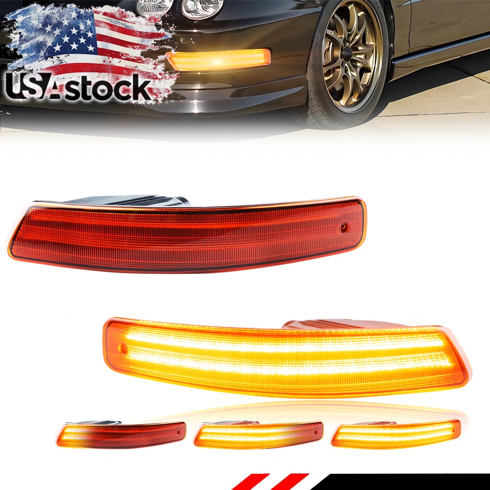 2X Dynamic Amber LED Front Parking Turn Signal Lights For 1998-2001 Acura Integr
