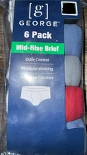 George ~ 6-Pair Mens Brief Underwear Cotton Tag Free Multicolor ~ 2XL (44-46)