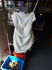 NWT Homecoming Dress L Ivory Spaghetti Straps Scrunched Side Faux Layered Look 