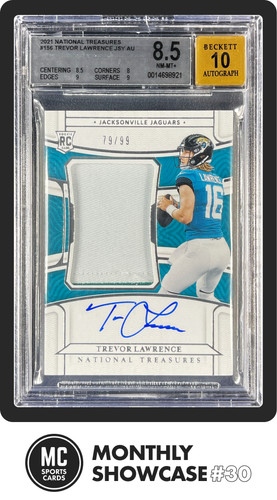 TREVOR LAWRENCE BGS 8.5 2021 NATIONAL TREASURES #156 ROOKIE PATCH AUTO RPA 79/99